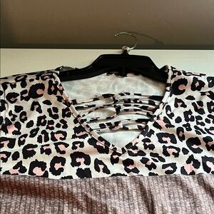 Leopard Print V-Neck Women's Top